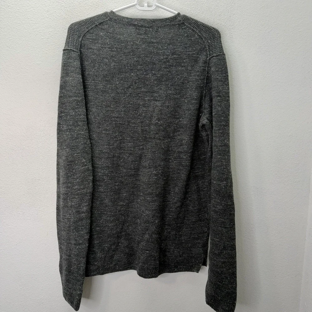 Banana Republic Long Sleeve Henley Wool Linen Blend Shirt Dark Gray Base Layer